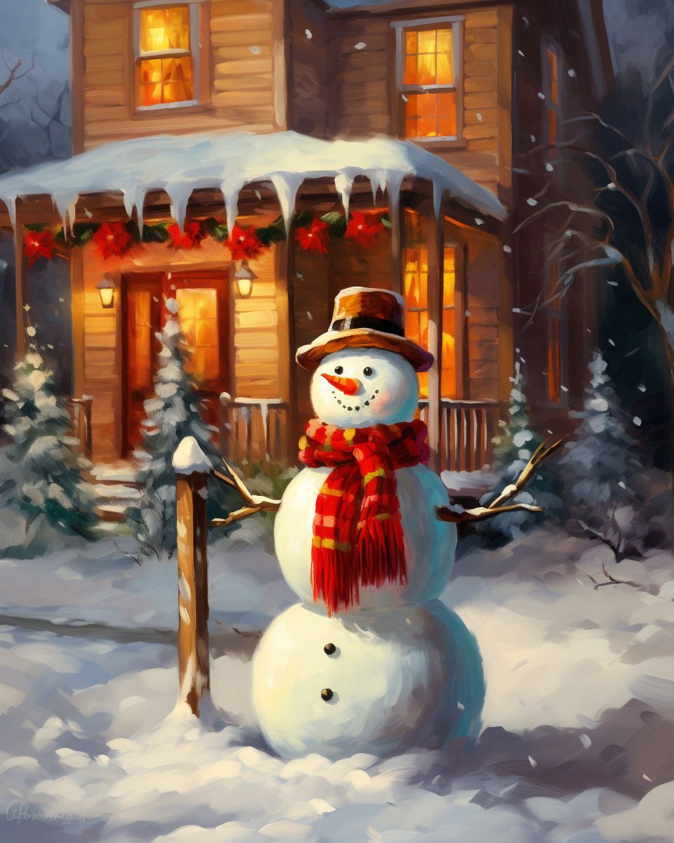 Brown Hat Snowman Diamond Art Kit