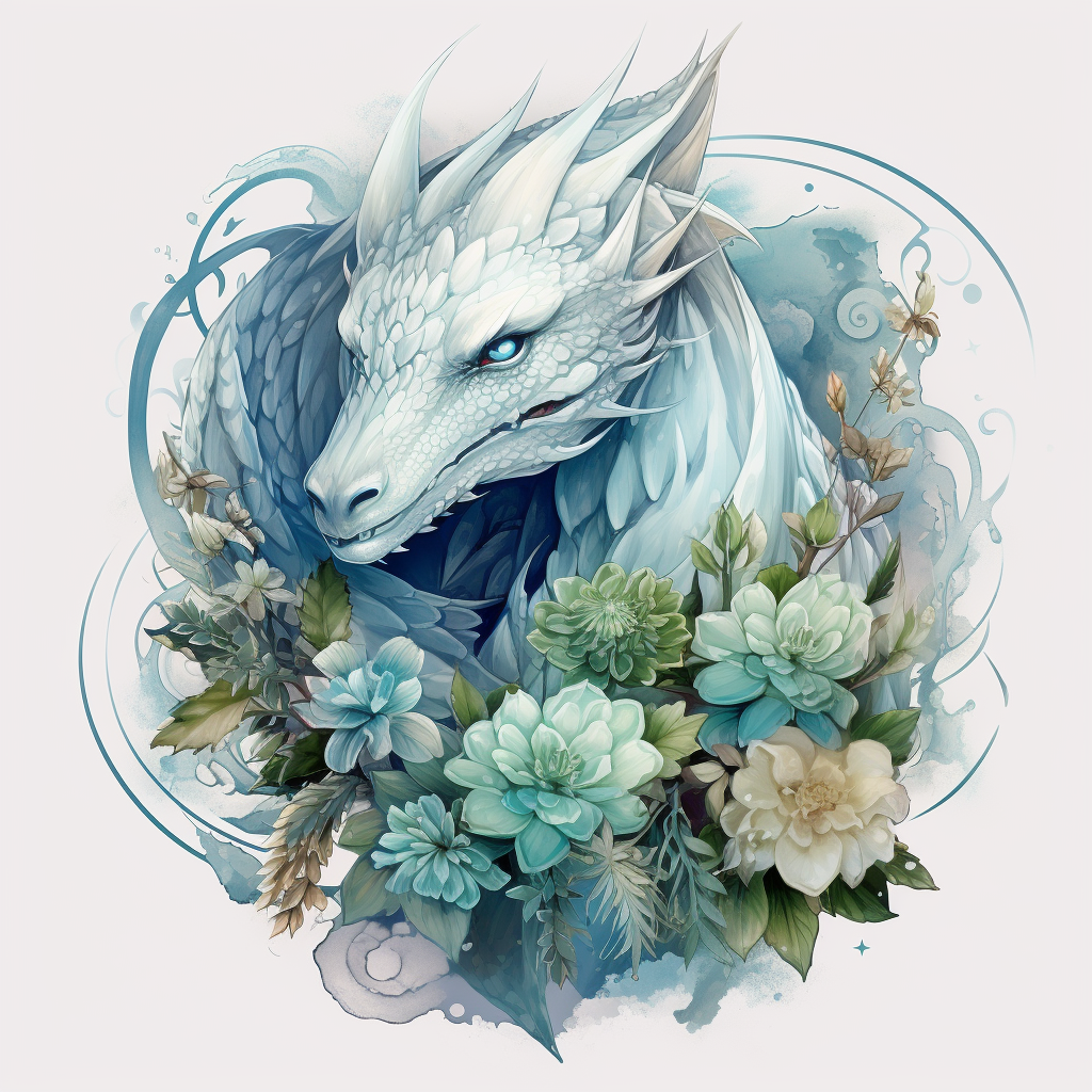 Light Blue Dragon Flowers Diamond Art Kit
