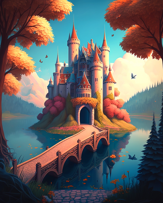 Blue Sky Island Castle Diamond Art Kit