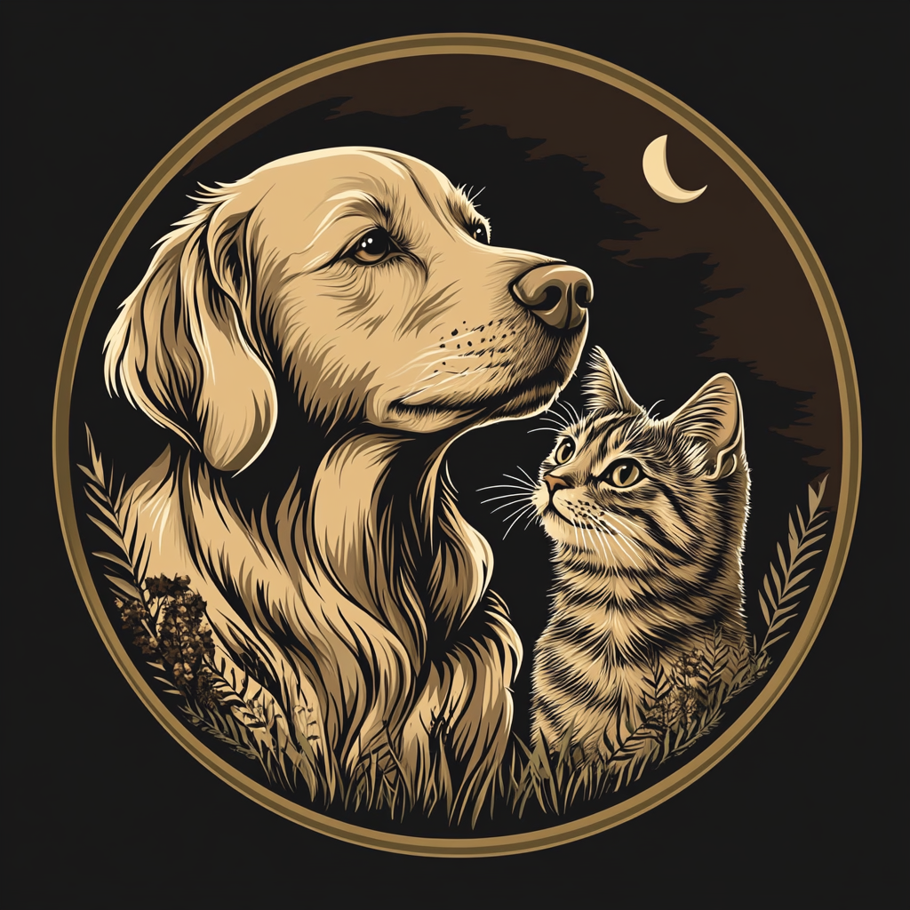 Crescent Moondog Cat Circle Diamond Art Kit