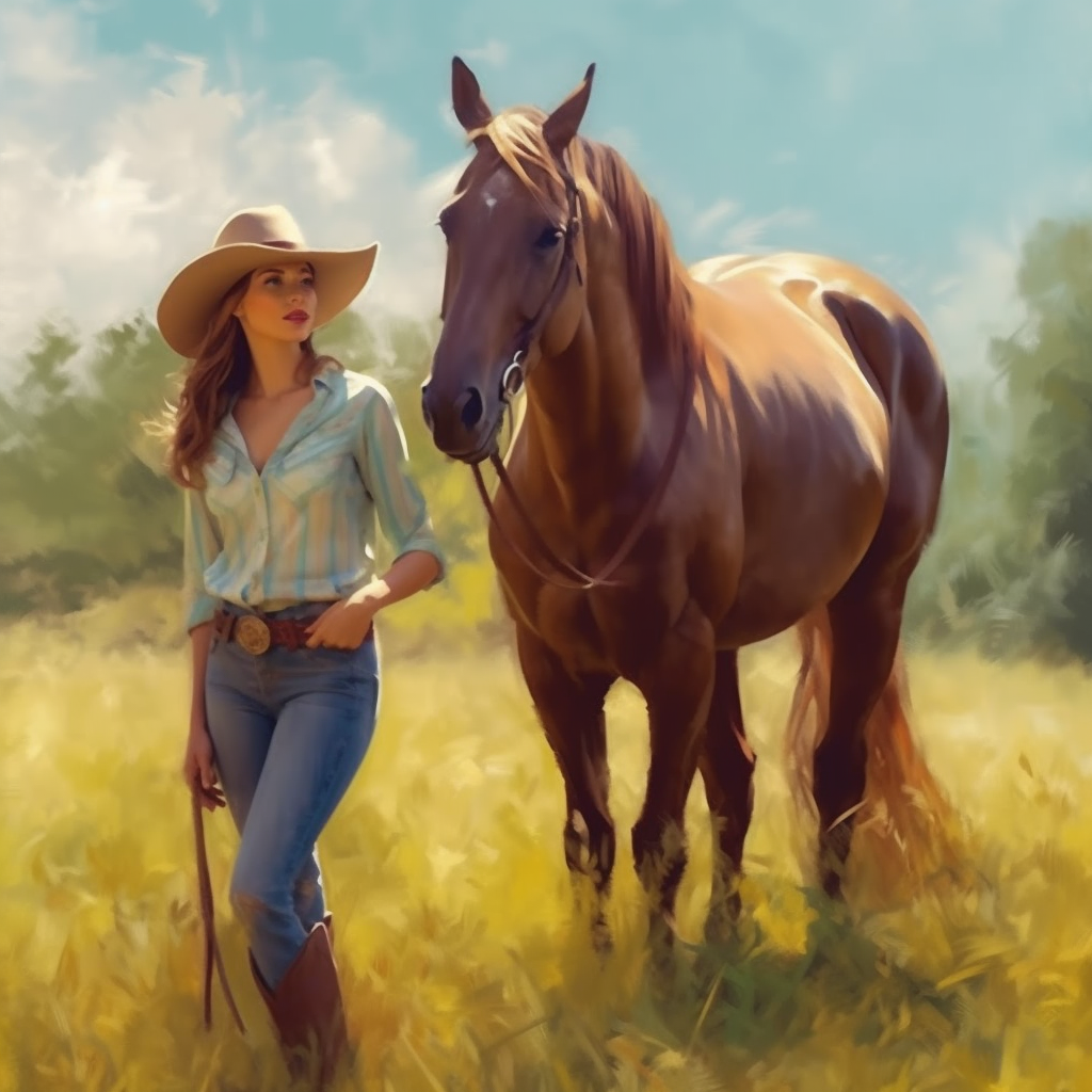 Brown Horse Girl Diamond Art Kit