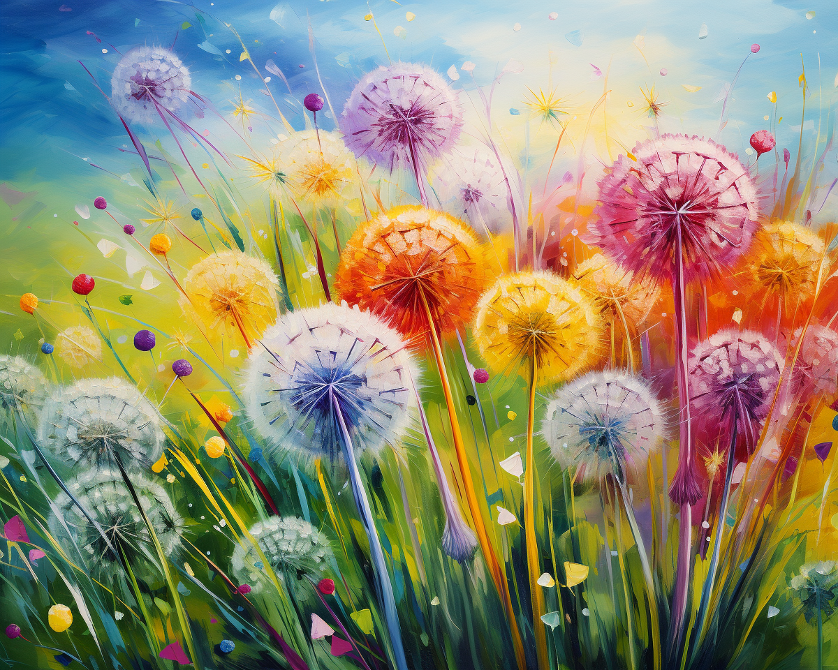 Bright Colored Dandelions In The Meadow Diamond Art Kit
