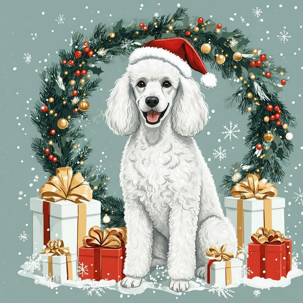 Christmas Arch White Poodle Diamond Art Kit
