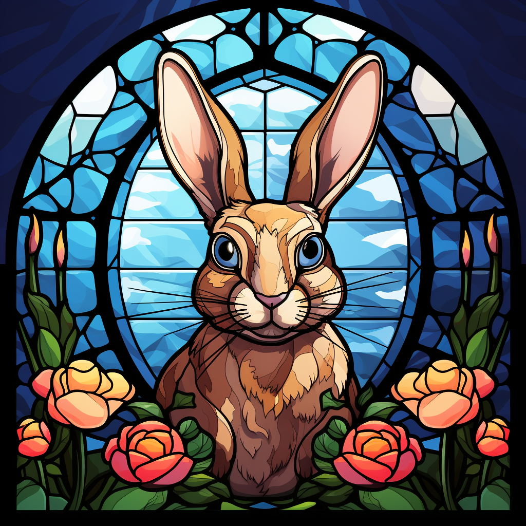 Blue Cir Le Abstract Rabbit Flowers Diamond Art Kit