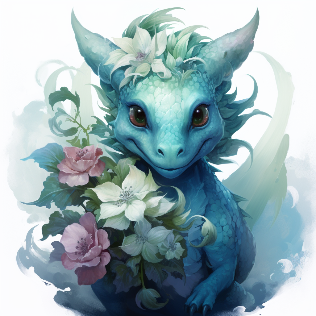 Baby Dragon Flowers Diamond Art Kit