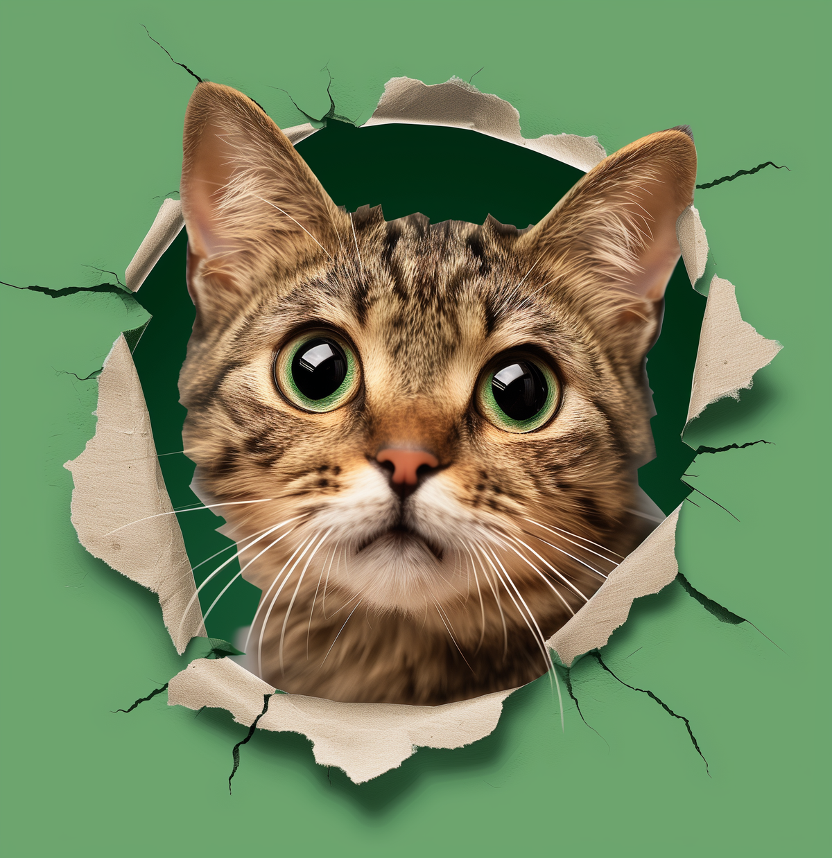 Ripped Wall Green Eye Cat Diamond Art Kit