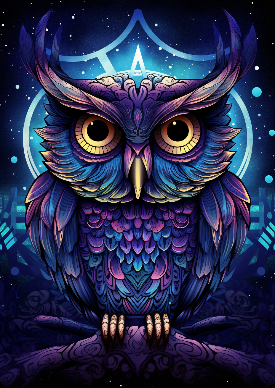 Purple Blue Abstract Owl Diamond Art Kit