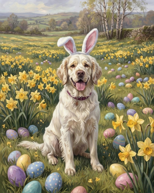 Pink Bunn Years Clumber Spaniel Diamond Art Kit