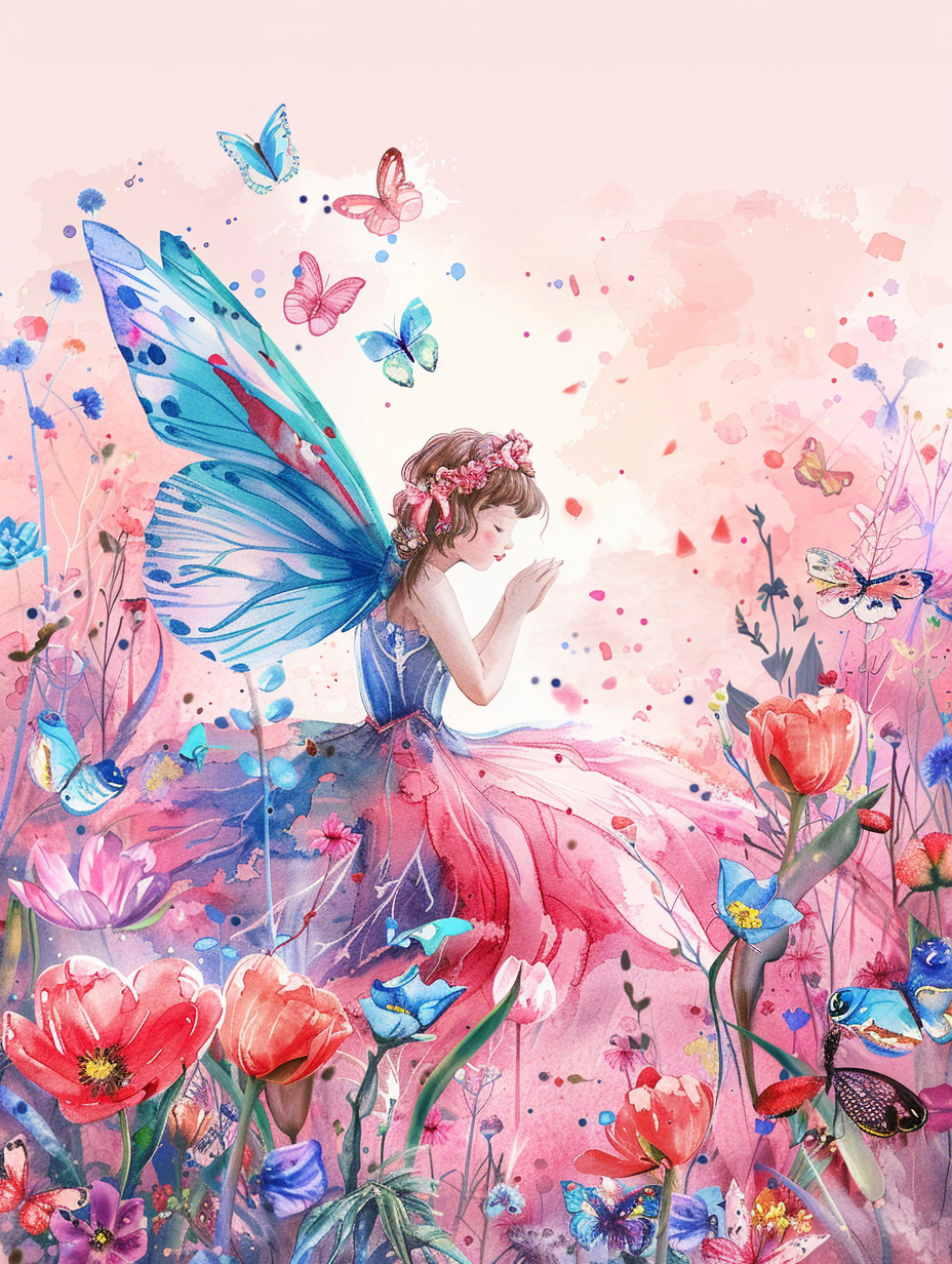 Sitting Fairy Flowers Diamond Art Kit