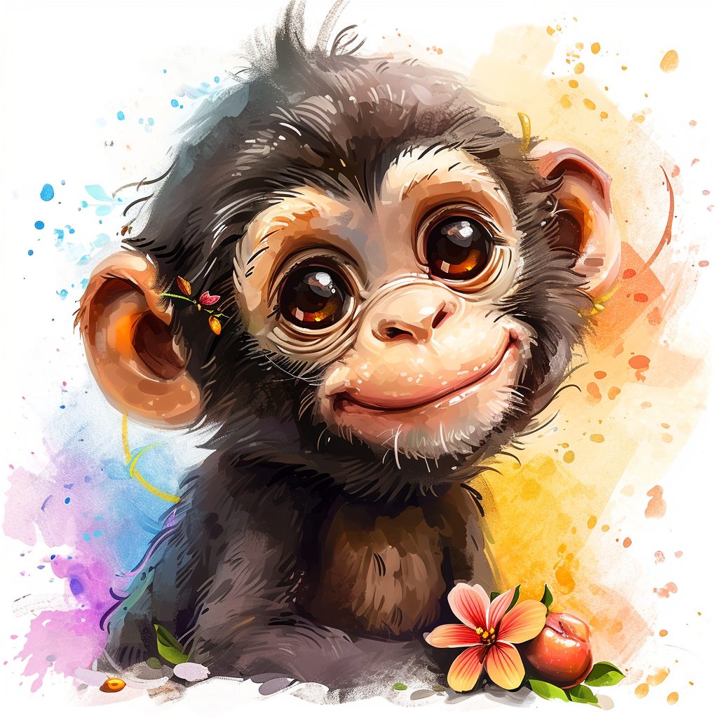 Cute Monkey Watercolor Diamond Art Kit