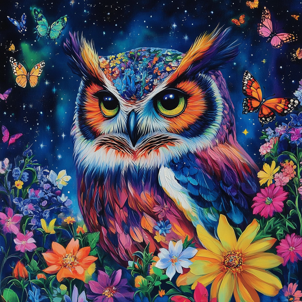 Yellow Flower Owl Diamond Art Kit