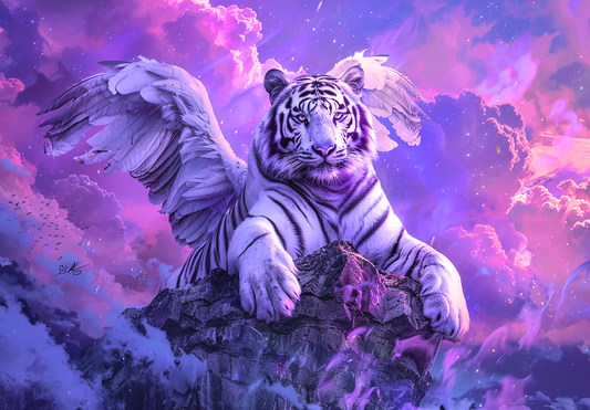 Purple Sky Winged Tiger Diamond Art Kit