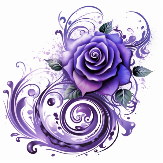 Purple Rose And Swirls Diamond Art Kit