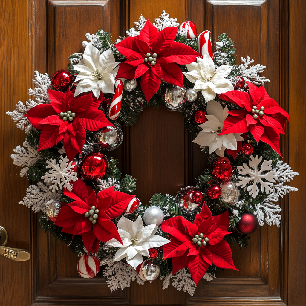 Brown Door Poinsettia Wreath Diamond Art Kit