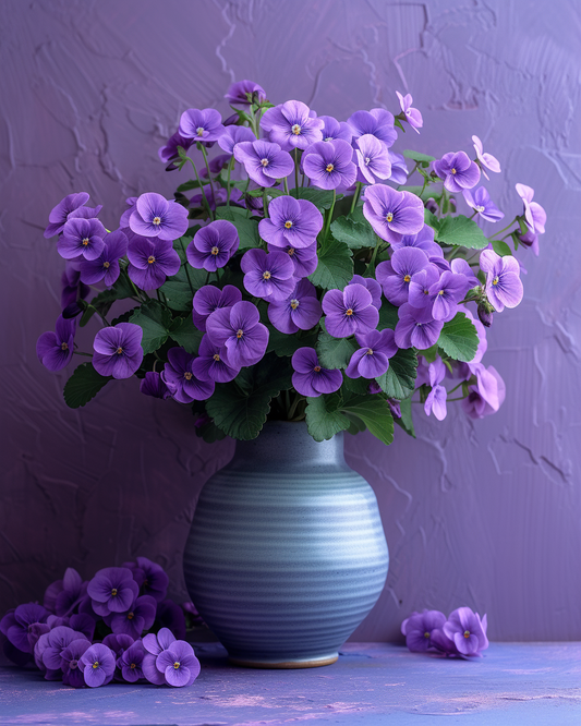 Purple Vase Of Violets Diamond Art Kit