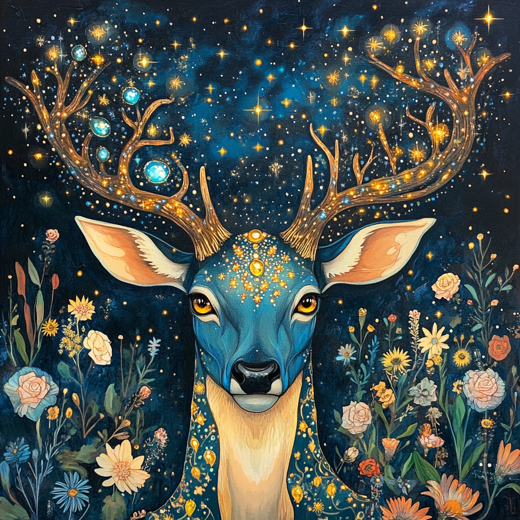 Mystic Buck In Flowers Diamond Art Kit