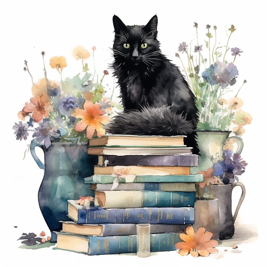 Black Cat On Books Diamond Art Kit