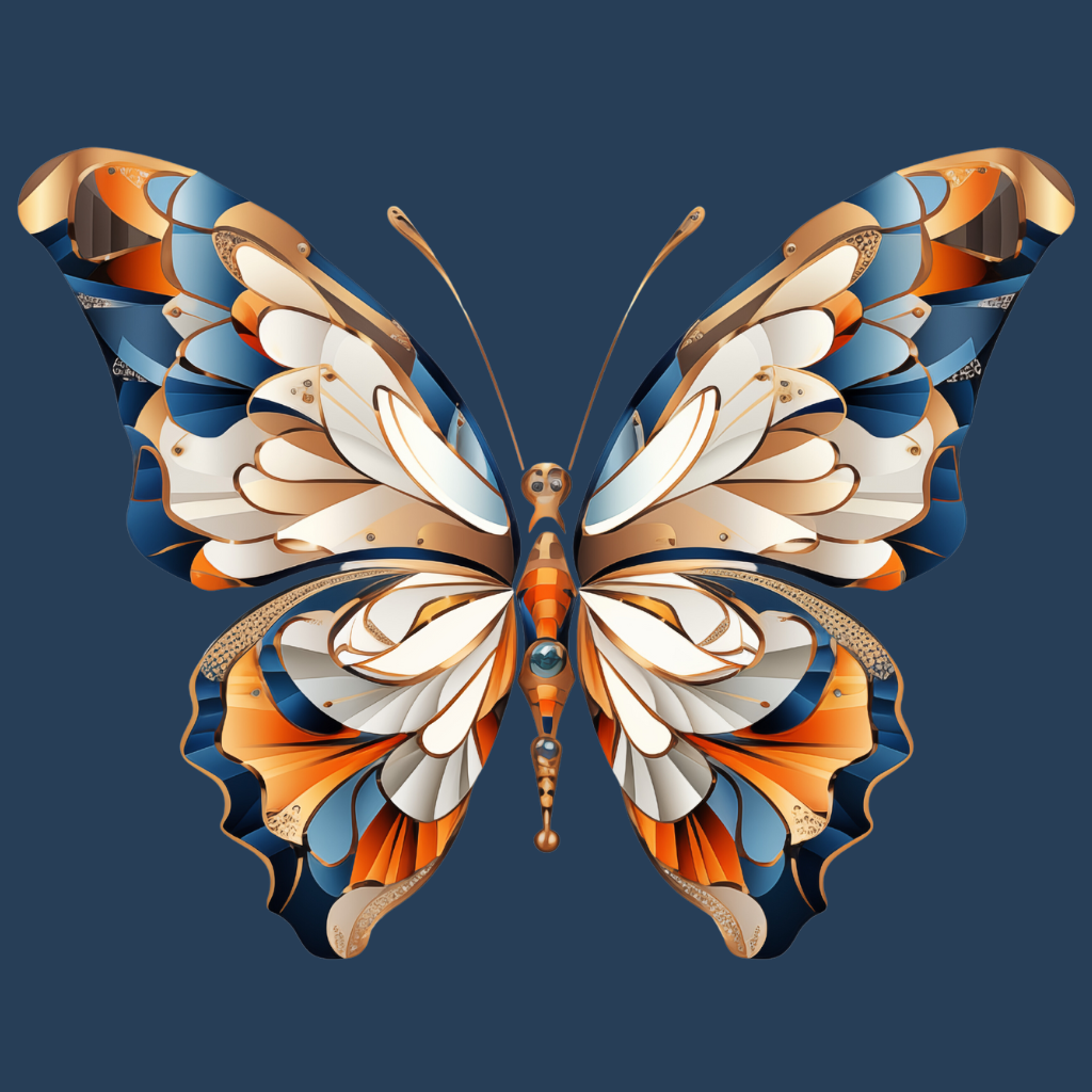 Orange Blue Butterfly Diamond Art Kit