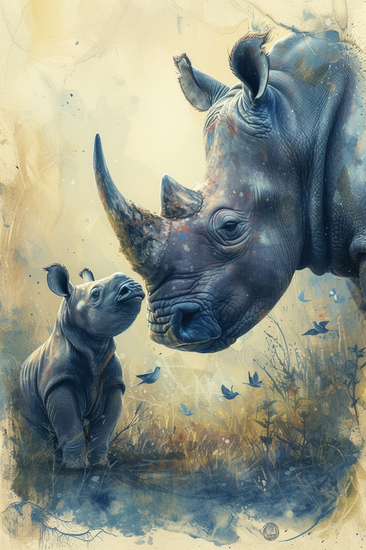 Rhino And Baby Diamond Art Kit
