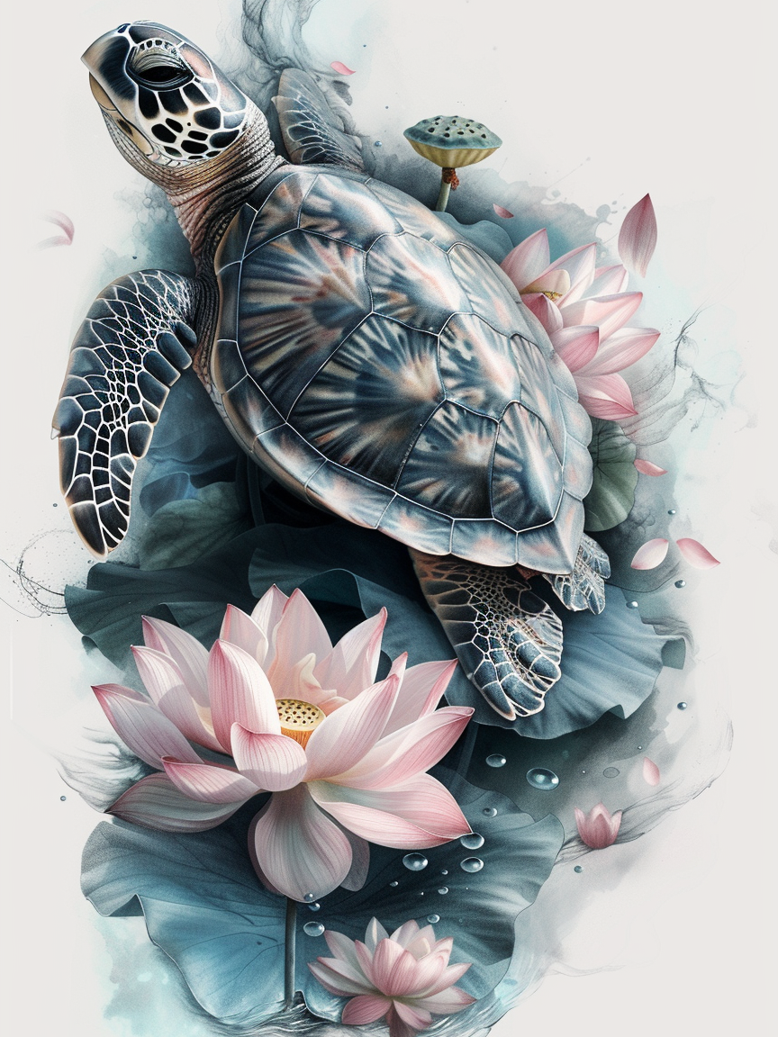 Lotus Flower Turtle Diamond Art Kit