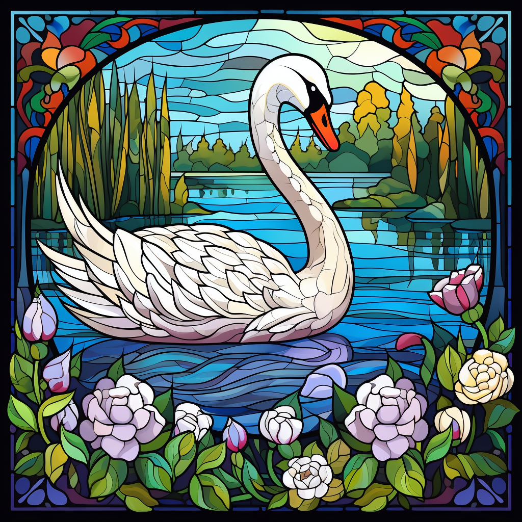 Abstract White Swan And Flowers Diamond Art Kit
