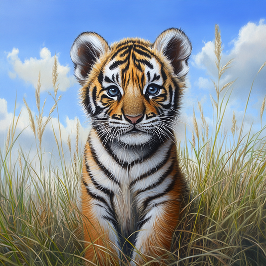 Tiger Cub In The Tallgrass Diamond Art Kit