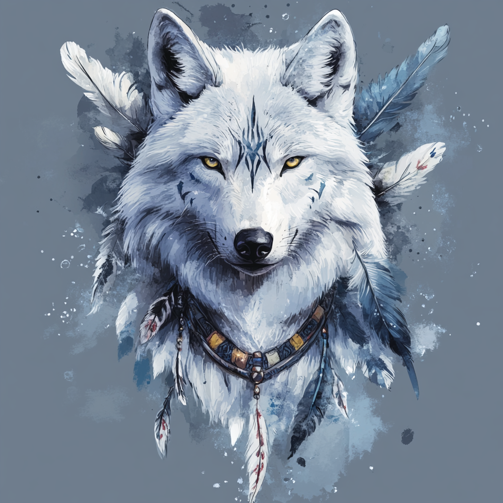 Wolf And Feathers Diamond Art Kit