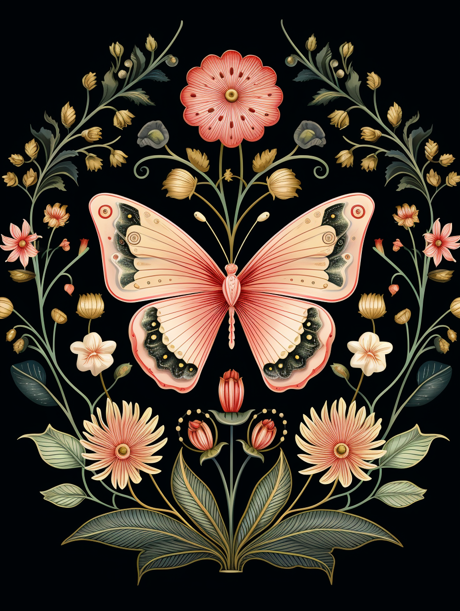 Black Background Pink Butterfly Diamond Art Kit
