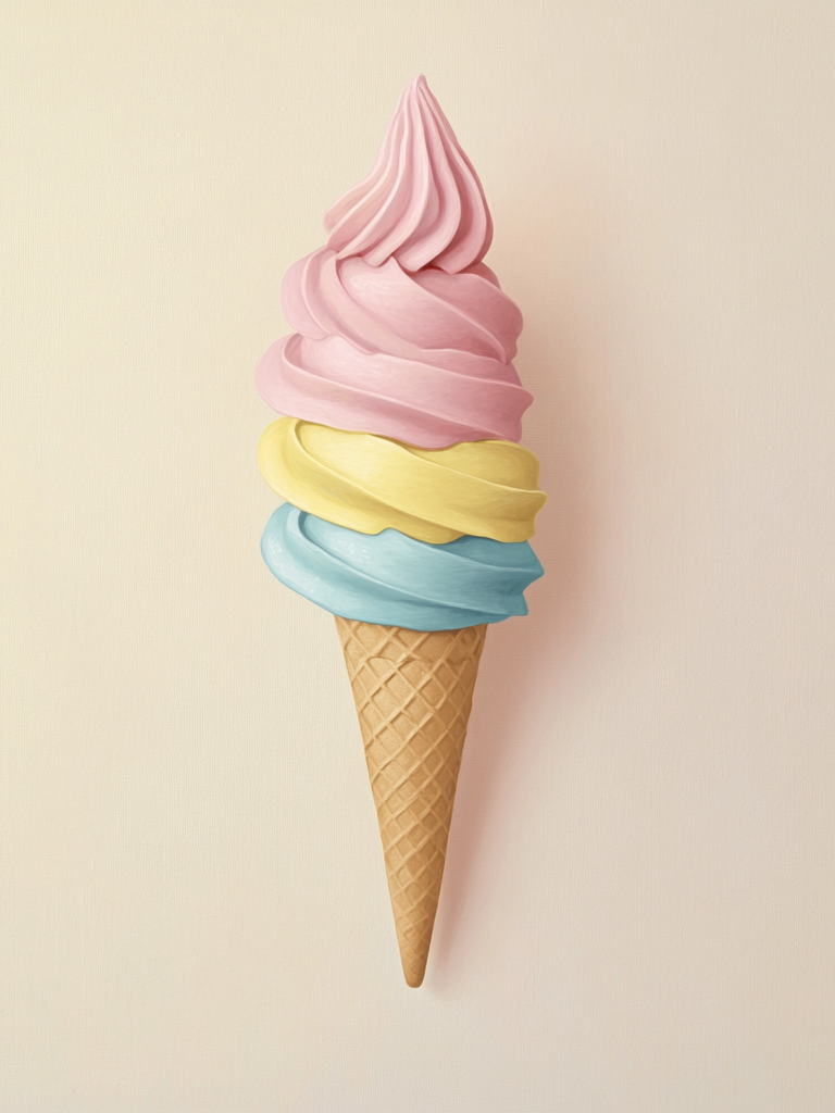 Three Color Ice Cream Cone Diamond Art Kit