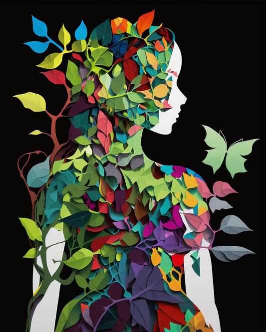 Leaf Woman Silhouette Diamond Art Kit