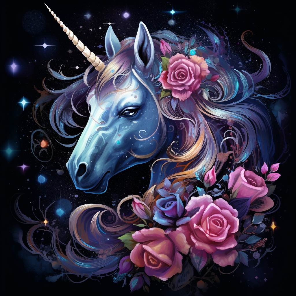 Starry Sky Blue Unicorn Diamond Art Kit