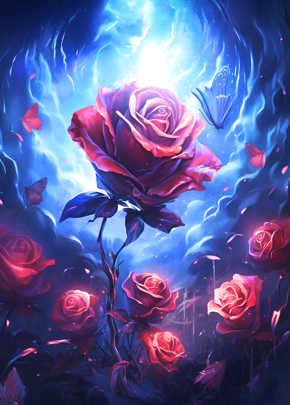 Glowing Blue Red Rose Diamond Art Kit