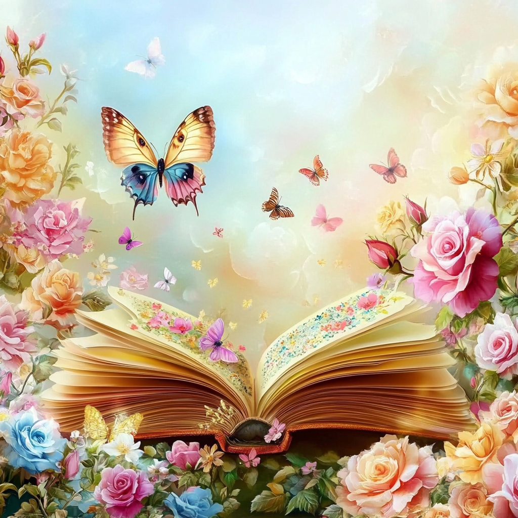 Rose And Butterfly Book Diamond Art Kit