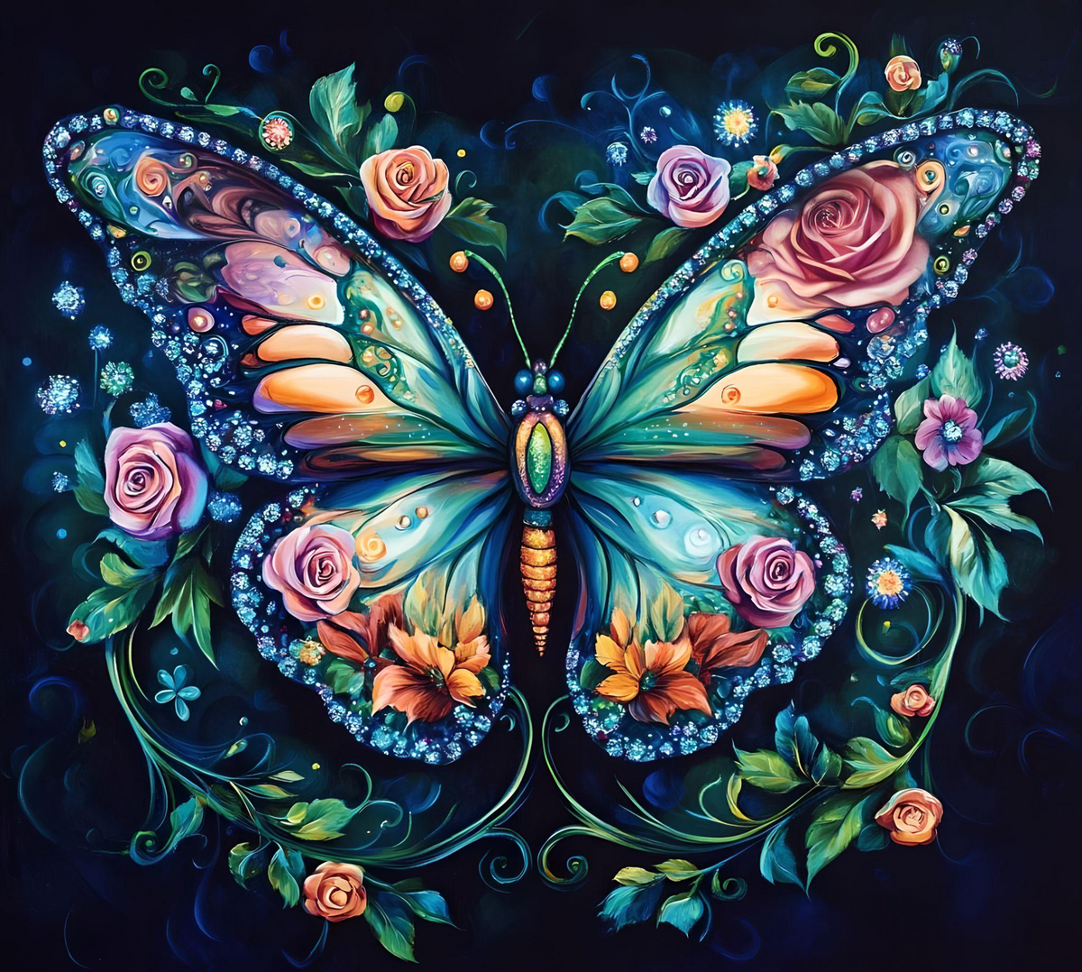 Flowery Abstract Butterfly Diamond Art Kit