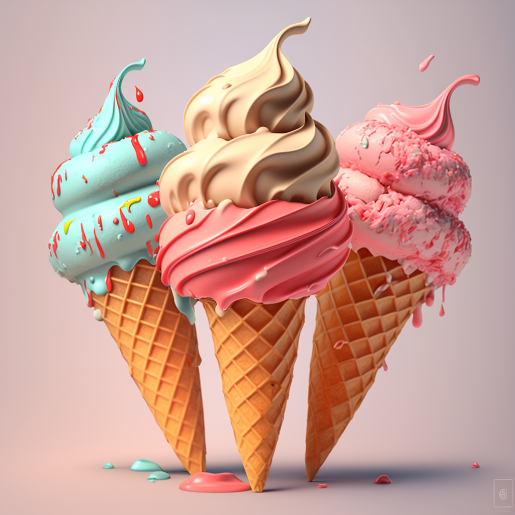 Three Ice Cream Sugar Cones Diamond Art Kit