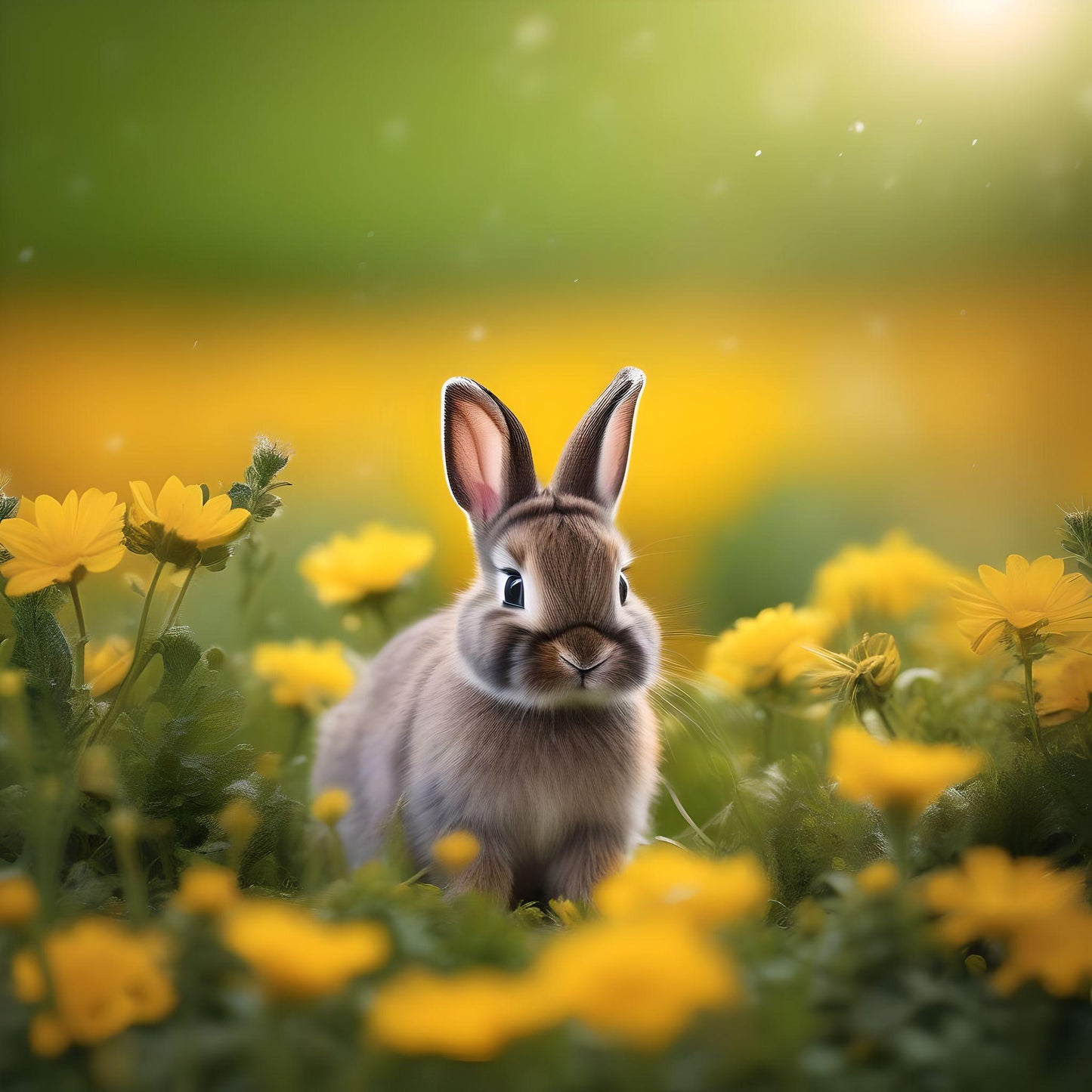 Rabbit In Yellow Flowers Diamond Art Kit
