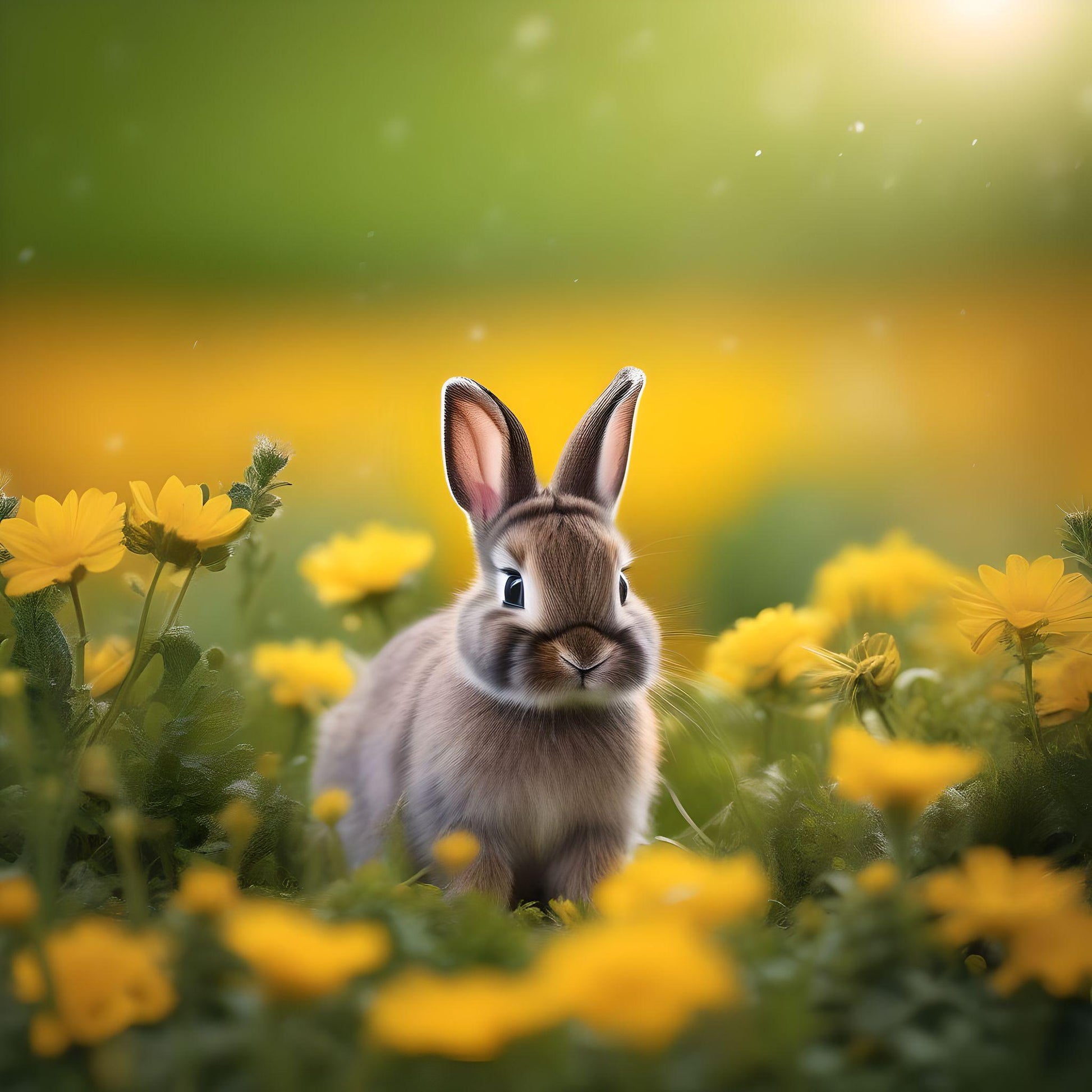 Rabbit In Yellow Flowers Diamond Art Kit