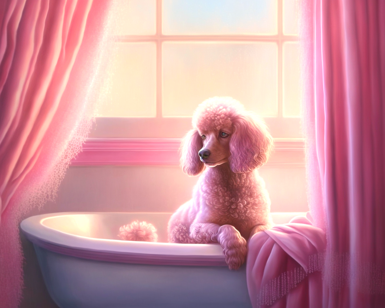 Pink Poodle Bath Diamond Art Kit