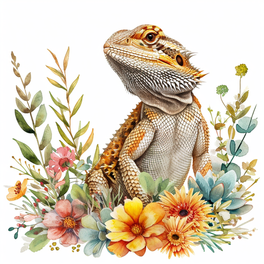 Bearded Dragon In Flowers Diamond Art Kit