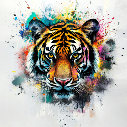 Yellow Eye Paint Splatter Tiger Diamond Art Kit