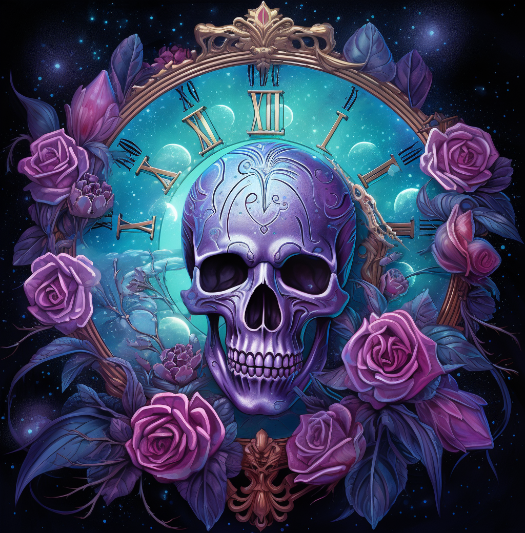 Purple Skull Abstract Compass Diamond Art Kit