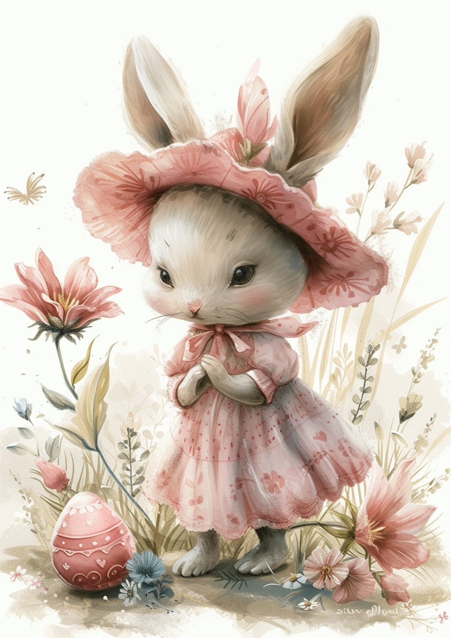 Pink Dress Easter Bunny Egg Diamond Art Kit