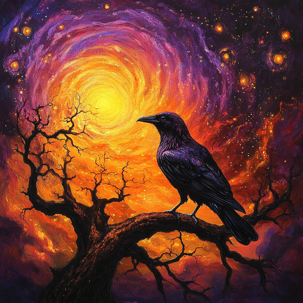 Swirling Moon Raven Diamond Art Kit