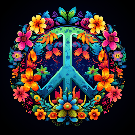 Flowery Peace Sign Diamond Art Kit