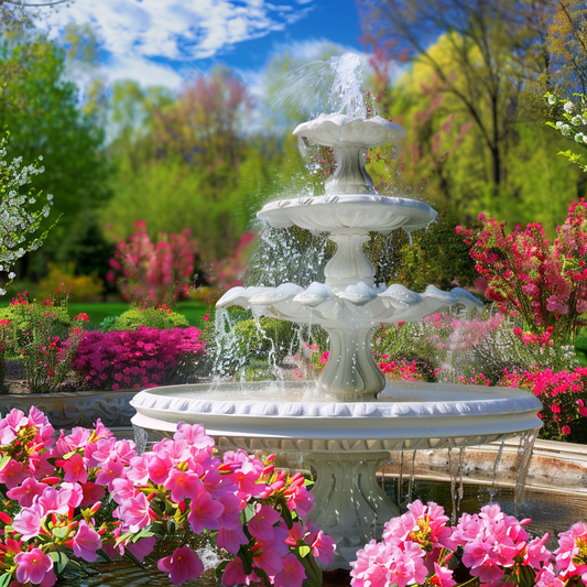 White Garden Fountain Diamond Art Kit