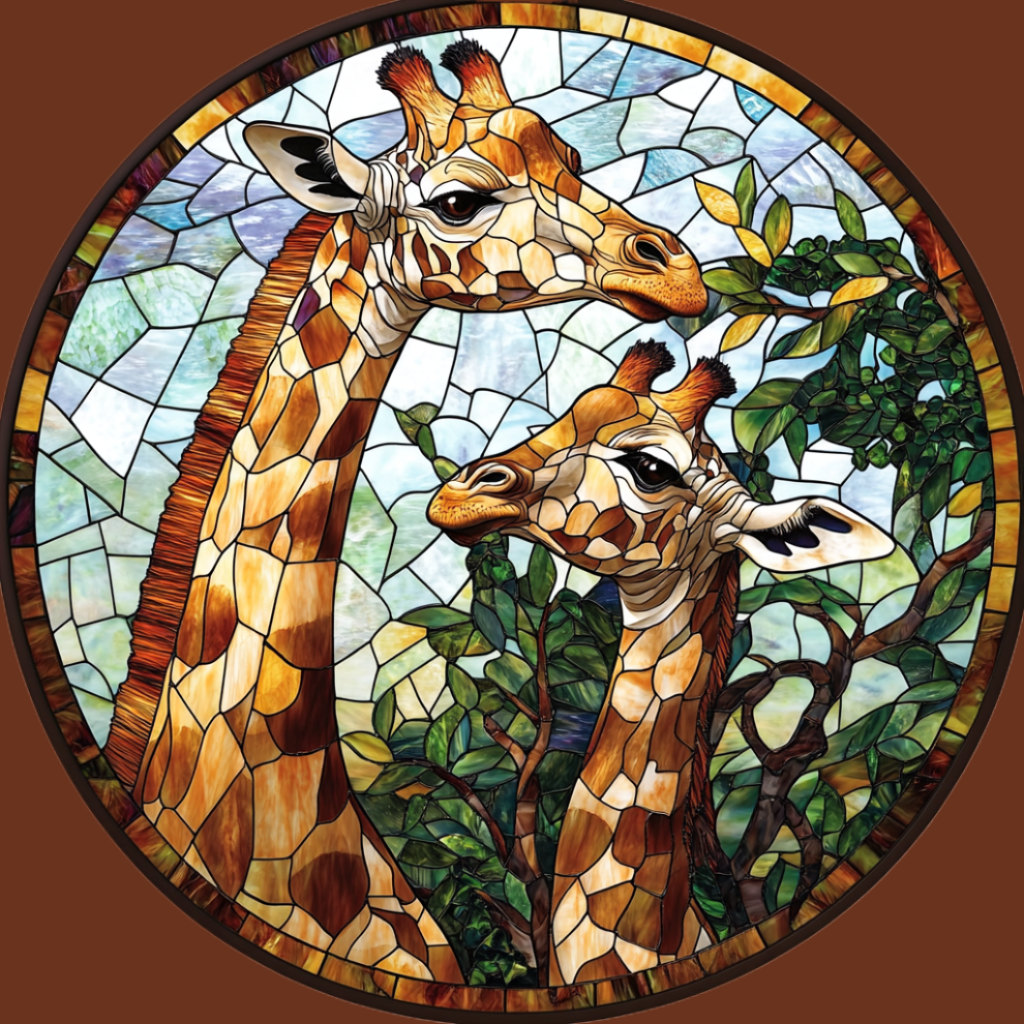 Two Giraffe Circle Abstract Diamond Art Kit