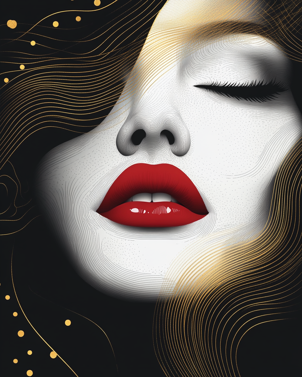 Gold Black White Face Diamond Art Kit