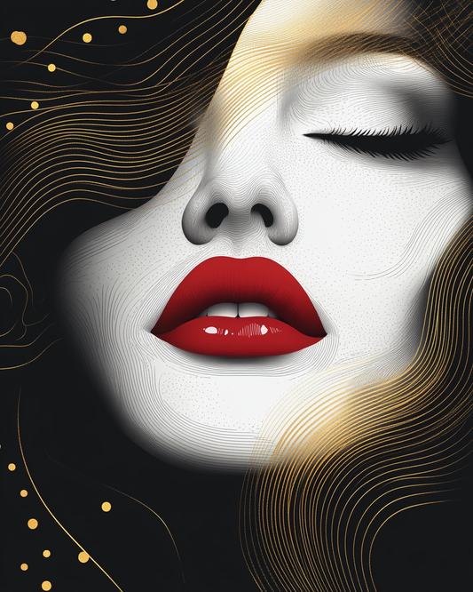 Gold Black White Face Diamond Art Kit