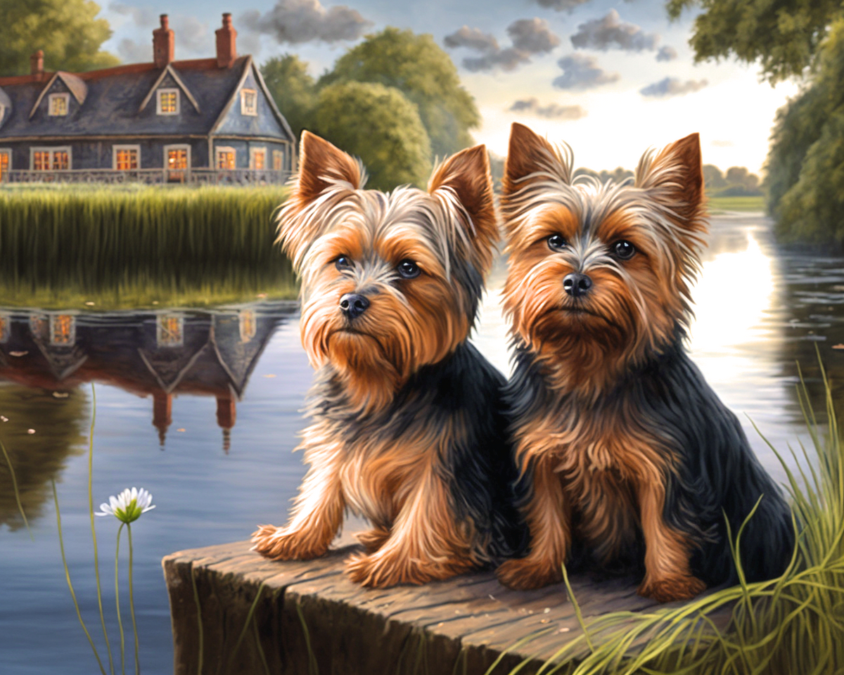 Two Yorkie Waterway Diamond Art Kit
