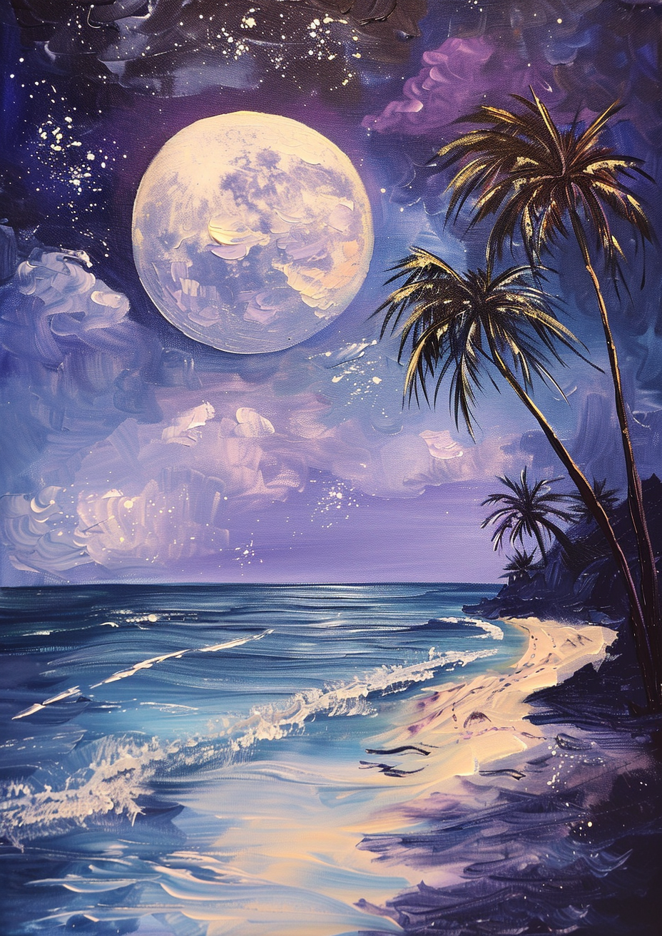 Two Palm Painted Moonlight Beach Diamond Art Kit